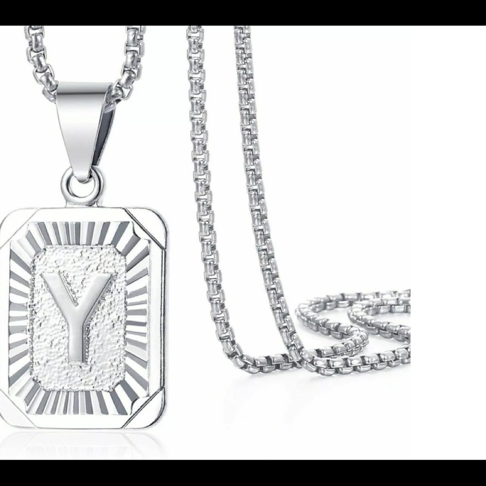 White Gold Filled Letter Y Pendant 20” Necklace